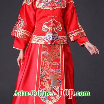 Traditional Chinese Red Wedding Dress for Brides