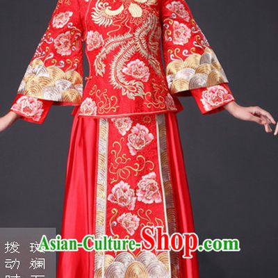 Traditional Chinese Red Wedding Dress for Brides