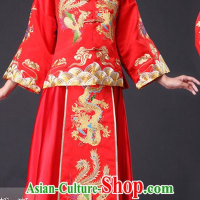 Traditional Chinese Red Wedding Dress for Brides