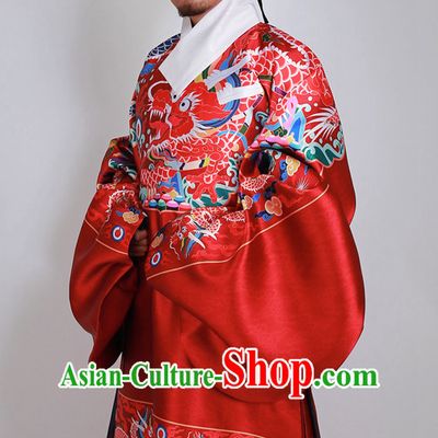 Ancient Chinese Wedding Bridal Clothing and Hat Complete Set for Men