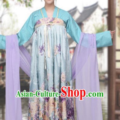 Asian Chinese Tang Dynasty Long Dresses Hanfu Costume Clothing Chinese Robe Chinese Kimono for Women