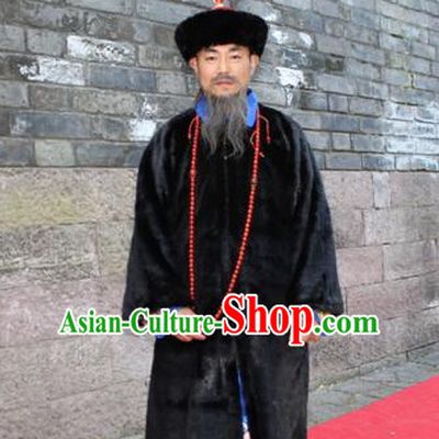 Asian Chinese Official Long Dresses Hanfu Costume Clothing Chinese Robe Chinese Kimono and Crown Complete Set for Men