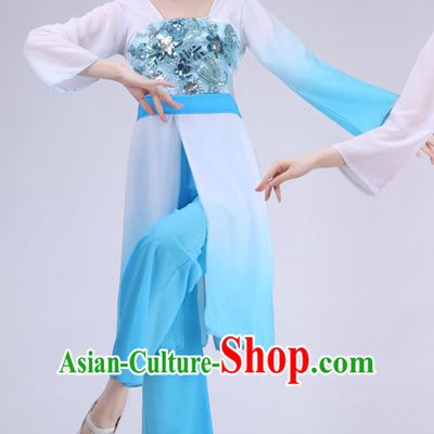 Asian Chinese Water Sleeves Long Sleeve Dance Costume Clothing Oriental Dress and Hair Accessories Complete Set for Women Girls Adults Children