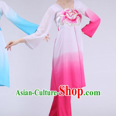 Asian Chinese Water Sleeves Long Sleeve Dance Costume Clothing Oriental Dress and Hair Accessories Complete Set for Women Girls Adults Children