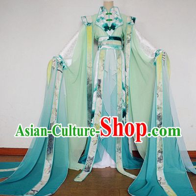 Asian Chinese Royal Imperial Princess Empress Queen Hanfu Costume Clothing Oriental Dress and Hair Accessories Complete Set for Men Boys Adults Children