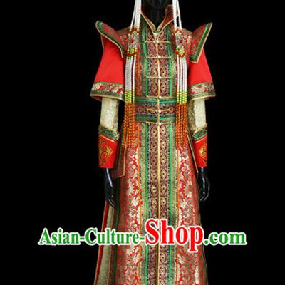 Mongolian People Yuan Dynasty Mongolians Dance Costumes Clothing Clothes Garment Complete Set for Women Girls