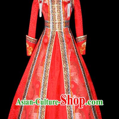 Mongolian People Yuan Dynasty Mongolians Dance Costumes Queen Princess Empress Clothing Clothes Garment Complete Set for Women Girls