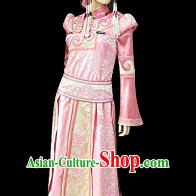 Chinese Mongolian People Yuan Dynasty Mongolians Dance Costumes Queen Princess Empress Clothing Dress Garment Complete Set for Women Girls