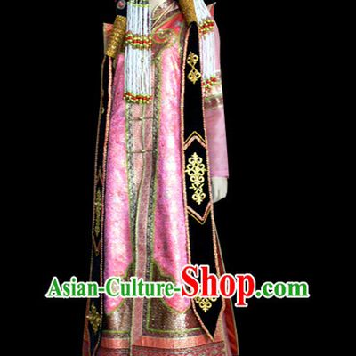 Chinese Mongolian People Yuan Dynasty Mongolians Dance Costumes Queen Princess Empress Clothing Dress Garment Complete Set for Women Girls