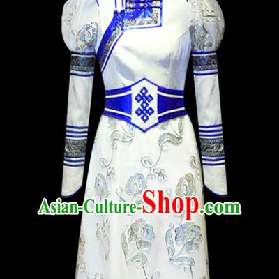 Chinese Mongolian People Yuan Dynasty Mongolians Dance Costumes Queen Princess Empress Clothing Dress Garment Complete Set for Women Girls