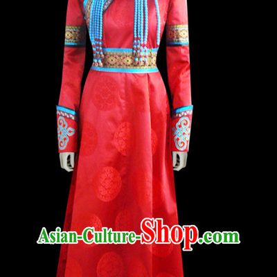 Chinese Mongolian People Yuan Dynasty Mongolians Dance Costumes Queen Princess Empress Clothing Dress Garment Complete Set for Women Girls