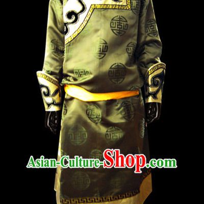 Chinese Mongolian People Genghis Khan Yuan Dynasty Mongolians Dance Costumes Emperor Prince Clothing Dress Garment Complete Set for Men Boys