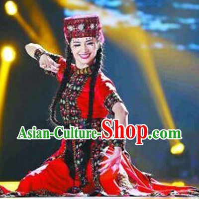 Chinese Traditional Xinjiang Dance Costume Complete Set for Women or Gilrs