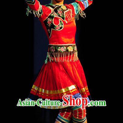 Chinese Traditional Folk Xinjiang Dance Costumes and Headdress Complete Set for Women or Gilrs