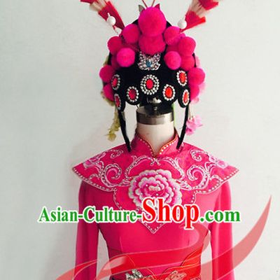 Chinese Classic Opera Dance Costumes and Hair Accessories Complete Set for Women