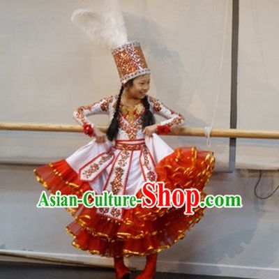 Chinese Traditional Mongolian Xinjiang Dance Costumes Complete Set for Women or Gilrs
