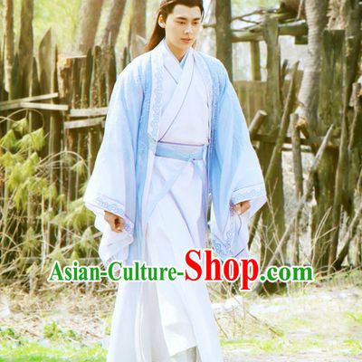 Ancient Chinese Scholar Teacher Clothing and Headwear Complete Set for Men or Boys