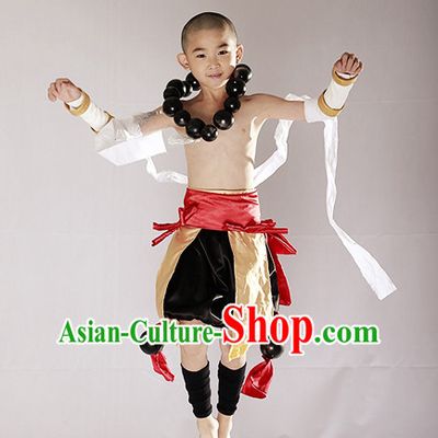 Chinese Monk Cosplay Costumes Accessories and Hat Complete Set for Kids Boys Children