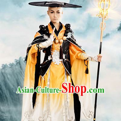 Chinese Monk Cosplay Costumes Accessories and Hat Complete Set for Kids Boys Children