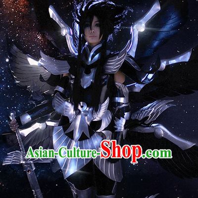 Chinese Superhero Armor Cosplay Costumes Accessories and Hat Complete Set for Men and Adults