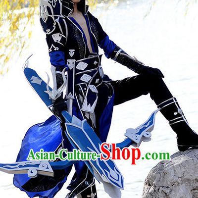 Chinese Superhero Armor Cosplay Costumes Accessories and Hair Accessories Complete Set for Men and Adults