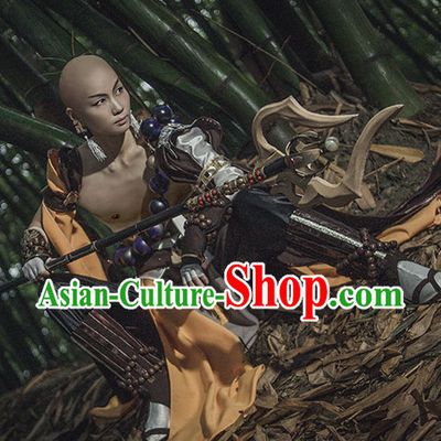 Chinese Monk Cosplay Costumes and Hat Complete Set for Men