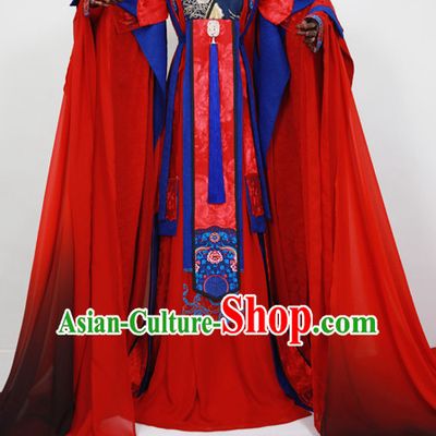 Gorgeous Chinese Fairy Princess Empress Queen Cosplay Costumes Ancient Chinese Clothing Complete Set for Women