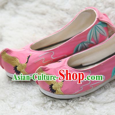 Handmade Chinese Ancient Embroidered Crane Princess Shoes for Women and Girls