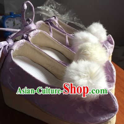 Handmade Classical Bow Shoes with White Balls for Women and Girls