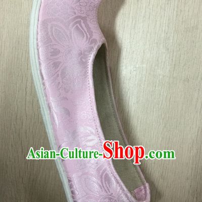 Pink Chinese Ancient Handmade Traditional Bow Shoes for Women and Girls