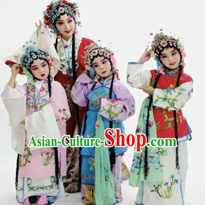 Chinese Traditional Opera Costumes and Headdress Complete Set for Girls Kids