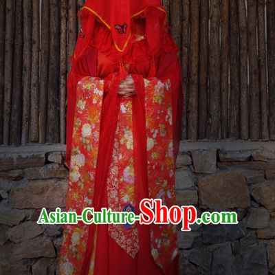 Chinese Traditional Ancient Bridal Costume Complete Set for Women