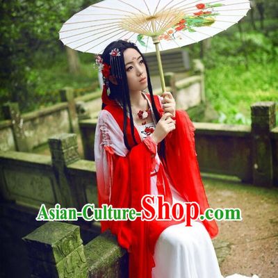 Top Chinese Ancient Red Princess Costume and Hair Accessories Complete Set