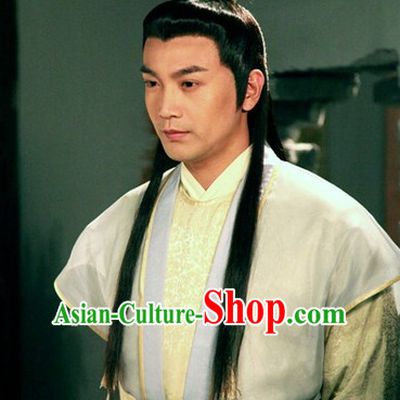 Chu Liuxiang Classic Hong Kong Cantonese Drama Black Long Wigs and Hair Accessory for Men