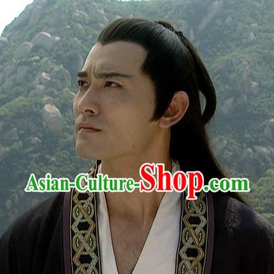 the Tang Dynasty Hairstyles Xue Shao Black Long Wigs for Men