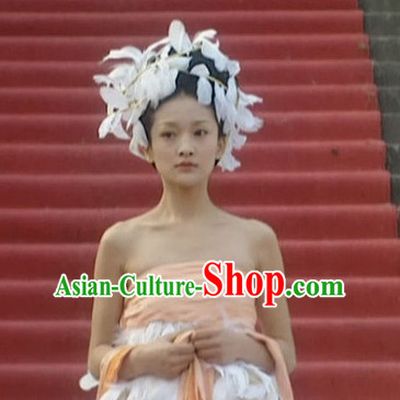 the Tang Dynasty Hairstyles Palace Queen Black Wigs and Hair Accessories for Women or Girls