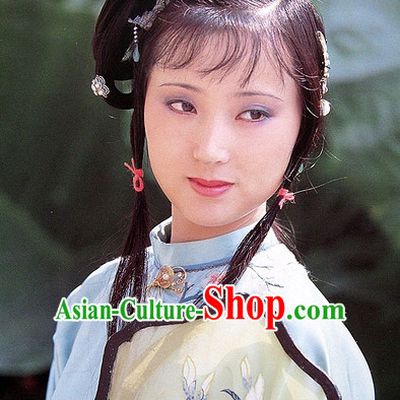 Dream of Red Chamber Lin Daiyu Black Long Wigs for Women or Girls