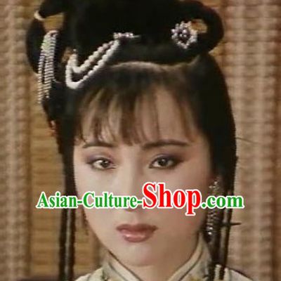 Dream of Red Chamber Lin Daiyu Black Long Wig for Women or Girls