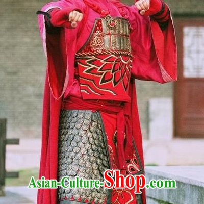 Asian Chinese Ancient Superheroine General Warrior Body Armor Costumes and Headgear Complete Set for Women and Girls