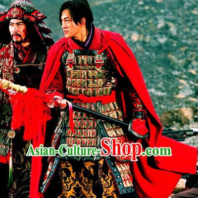 Asian Chinese Traditional General Warrior Body Armor Costumes and Mantle Complete Set for Men or Boys
