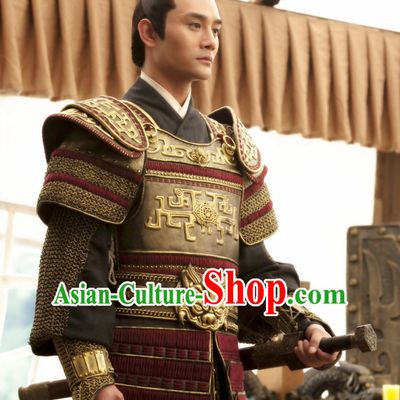 Asian Chinese Ancient Prince Lamellar Body Armor Costumes Complete Set for Men or Boys