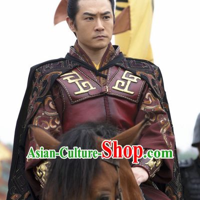 Asian Chinese Ancient Prince Body Armor Costumes and Coronet Complete Set for Men or Boys