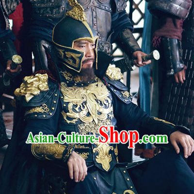 Asian Chinese Emperor King General Body Armor Costumes and Coronet Complete Set