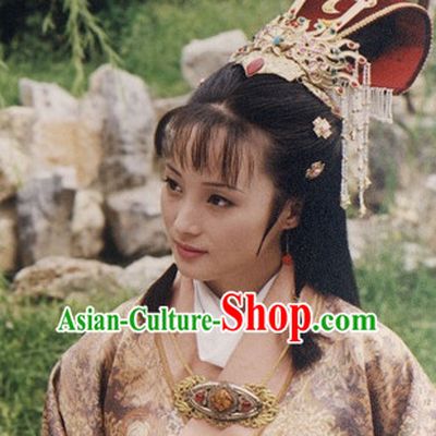 Ancient Chinese Beauties Princess Female Long Black Wigs and Hair Styling Accessories Hair Clips Hairpins Jewelry