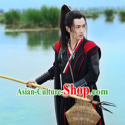 Ancient Chinese Traditional Kung Fu Master National Hanfu Dress Costumes Clothes Ancient China Clothing for Men or Boys