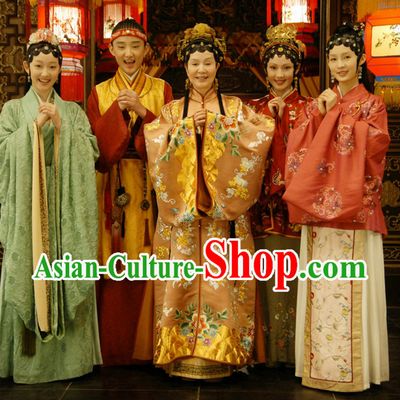 Hong Lou Meng Great Drama Ancient Chinese Traditional National Hanfu Dress Costumes Clothes Ancient China Clothing for Five People