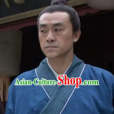 Ancient Chinese Male Black Long Wigs and Headbands for Men or Boys