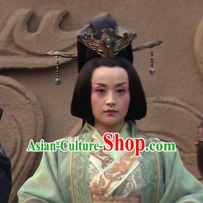 Ancient Traditional Chinese Han Dynasty Style Empress Black Long Wig Wigs and Headpieces for Women Girls
