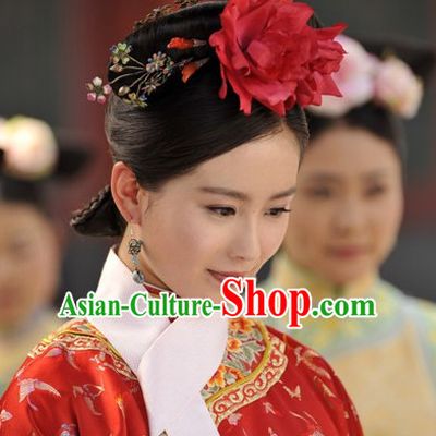 Qing Dynasty Imperial Palace Traditional Chinese Princess Style Black Long Wig Wigs and Hair Accessories for Women Girls
