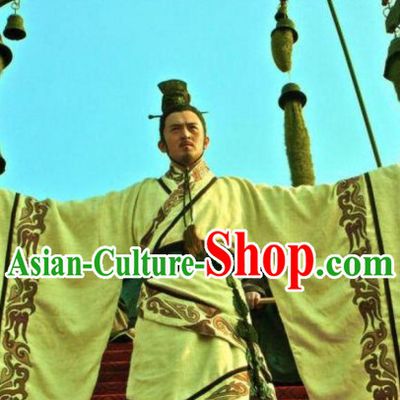 Ancient Chinese Style Authentic Emperor Clothes Culture Costume Han Dresses Traditional National Dress Clothing and Headwear Complete Set for Men Boys